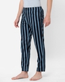 Shop Men's Blue & Black Striped Cotton Lounge Pants-Full