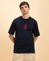 Shop Men's Blue Black Swordsman Graphic Printed Oversized T-shirt-Design