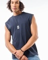 Shop Men's Blue Boxy Fit Vest-Front