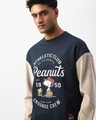 Shop Men's Blue & Brown Graphic Printed Oversized Sweatshirt
