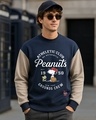 Shop Men's Blue & Brown Graphic Printed Oversized Sweatshirt-Front