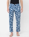 Shop Men's Blue Camouflage Cotton Lounge Pants-Front