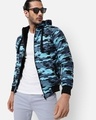 Shop Men's Blue Camouflage Hooded Jacket