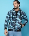 Shop Men's Blue Camouflage Hoodie Jacket-Front