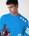 Shop Men's Blue Captain Graphic Printed Oversized T-shirt