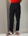 Shop Men's Blue Cargo Jeans-Front