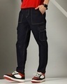 Shop Men's Blue Cargo Jeans-Full