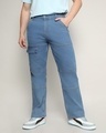 Shop Men's Blue Relaxed Fit Cargo Jeans-Front