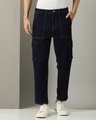 Shop Men's Blue Cargo Jeans-Front