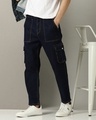 Shop Men's Blue Cargo Jeans-Full