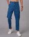 Shop Men's Blue Cargo Jeans-Front