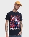 Shop Men's Blue Chainsaw Devil Graphic Printed T-shirt-Front