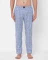 Shop Men's Blue Checked Cotton Lounge Pants-Front