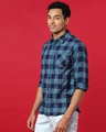 Shop Men's Blue Checked Cotton Shirt-Full