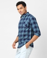 Shop Men's Blue Checked Cotton Shirt-Full