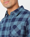 Shop Men's Blue Checked Cotton Shirt