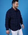 Shop Men's Blue Checked Plus Size Shirt-Design