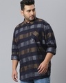 Shop Men's Blue Checked Plus Size Shirt-Design