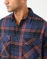 Shop Men's Blue & Orange Checked Oversized Shirt