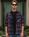 Shop Men's Blue & Orange Checked Oversized Shirt-Front