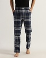 Shop Men's Blue & White Checked Pyjamas-Front