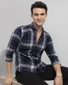 Shop Men's Blue Checked Slim Fit Shirt-Full