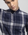 Shop Men's Blue Checked Slim Fit Shirt