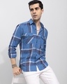 Shop Men's Blue Checked Slim Fit Shirt-Full