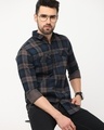 Shop Men's Blue Checked Slim Fit Shirt