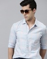 Shop Men's Blue Checked Slim Fit Shirt