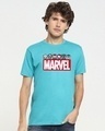 Shop Men's Blue Chibi Marvel Graphic Printed T-shirt-Front