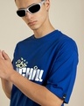 Shop Men's Blue Chill Popcorn Typography Oversized T-shirt