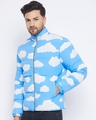 Shop Men's Blue Cloud Print Slim Fit Quilted Jacket-Full
