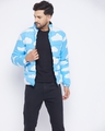 Shop Men's Blue Cloud Print Slim Fit Quilted Jacket