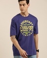 Shop Men's Blue College Typography Oversized T-shirt-Front