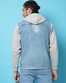 Shop Men's Blue Color Block Denim Hoodie Jacket-Design