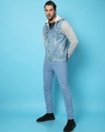 Shop Men's Blue Color Block Denim Hoodie Jacket-Full