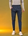 Shop Men's Blue Color Block Elasticated Track Pants-Front