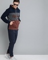 Shop Men's Blue Color Block Hoodie-Full