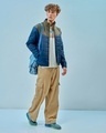 Shop Men's Blue & Green Color Block Oversized Puffer Jacket-Full