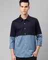 Shop Men's Blue Color Block Shirt-Front