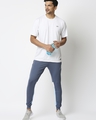 Shop Men's Blue Color Block Slim Fit Joggers-Full