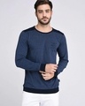 Shop Men's Blue Color Block Slim Fit T-shirt-Front