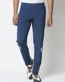 Shop Men's Blue Color Block Slim Fit Track Pants-Front