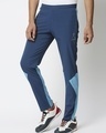 Shop Men's Blue Color Block Slim Fit Track Pants-Design