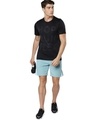 Shop Men's Blue Color Block Slim Fit Training Sports Shorts-Full