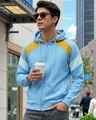 Shop Men's Blue Color Block Zipper Hoodies-Front