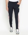 Shop Men's Blue Colourblocked Regular Fit Trackpant-Front
