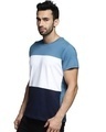 Shop Men's Blue & White Color Block Slim Fit T-shirt
