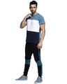 Shop Men's Blue & White Color Block Slim Fit T-shirt